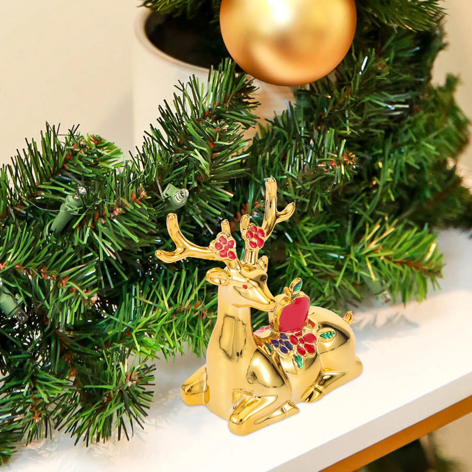 

Zinc Alloy Deer Sculpture Compact Size Tabletop Metal Craft Exquisite Indoor Outdoor Decor Adorable Flat Bottom