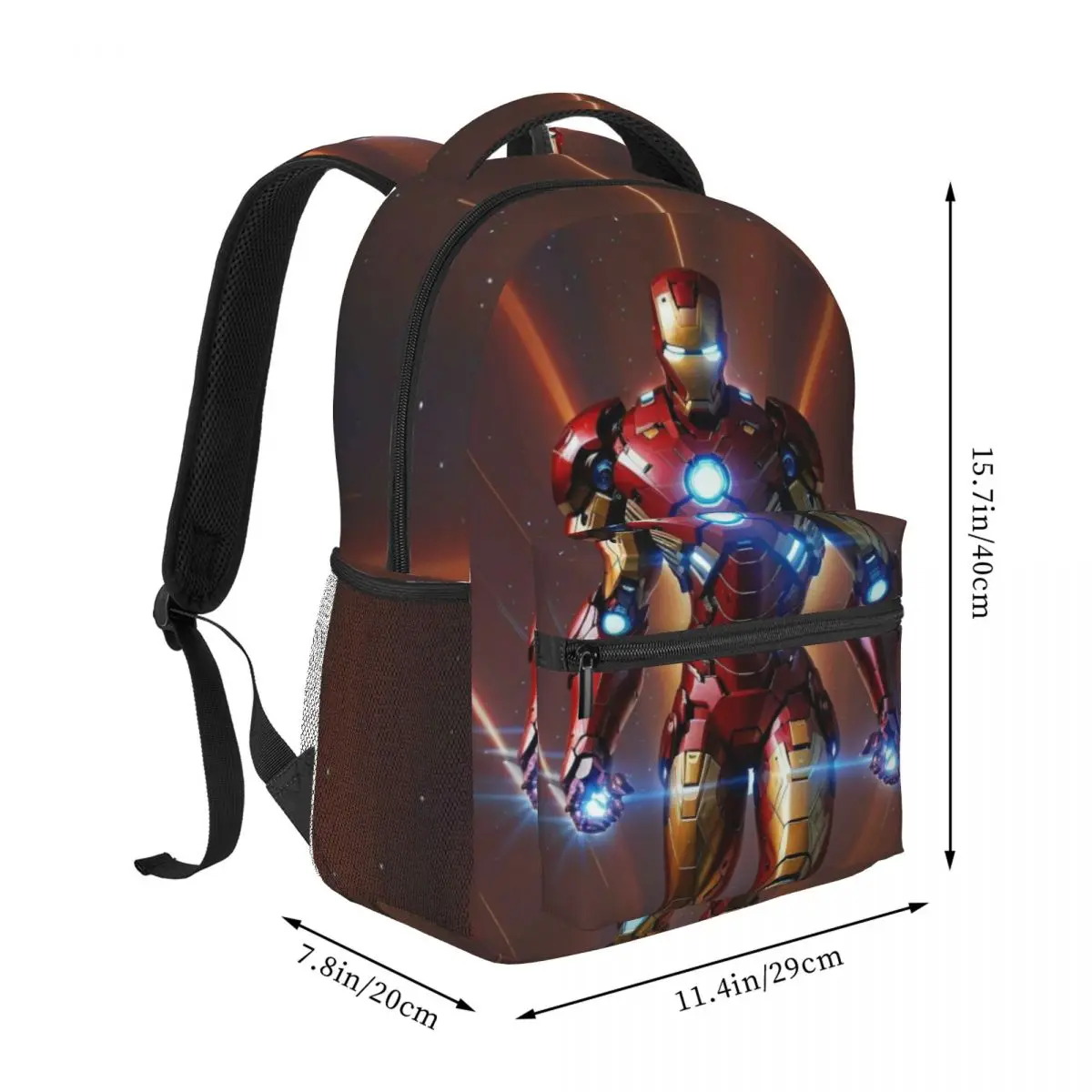 Mochila informal ligera con estampado de Iron Man para la escuela, compras al aire libre, oficina, 17 pulgadas