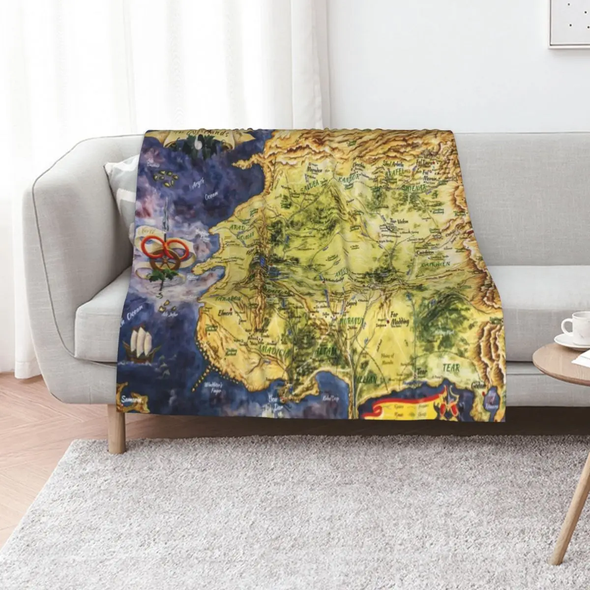 Fantasy Wheel of Time Map Throw Blanket Color Fast Cozy Throw Blanket