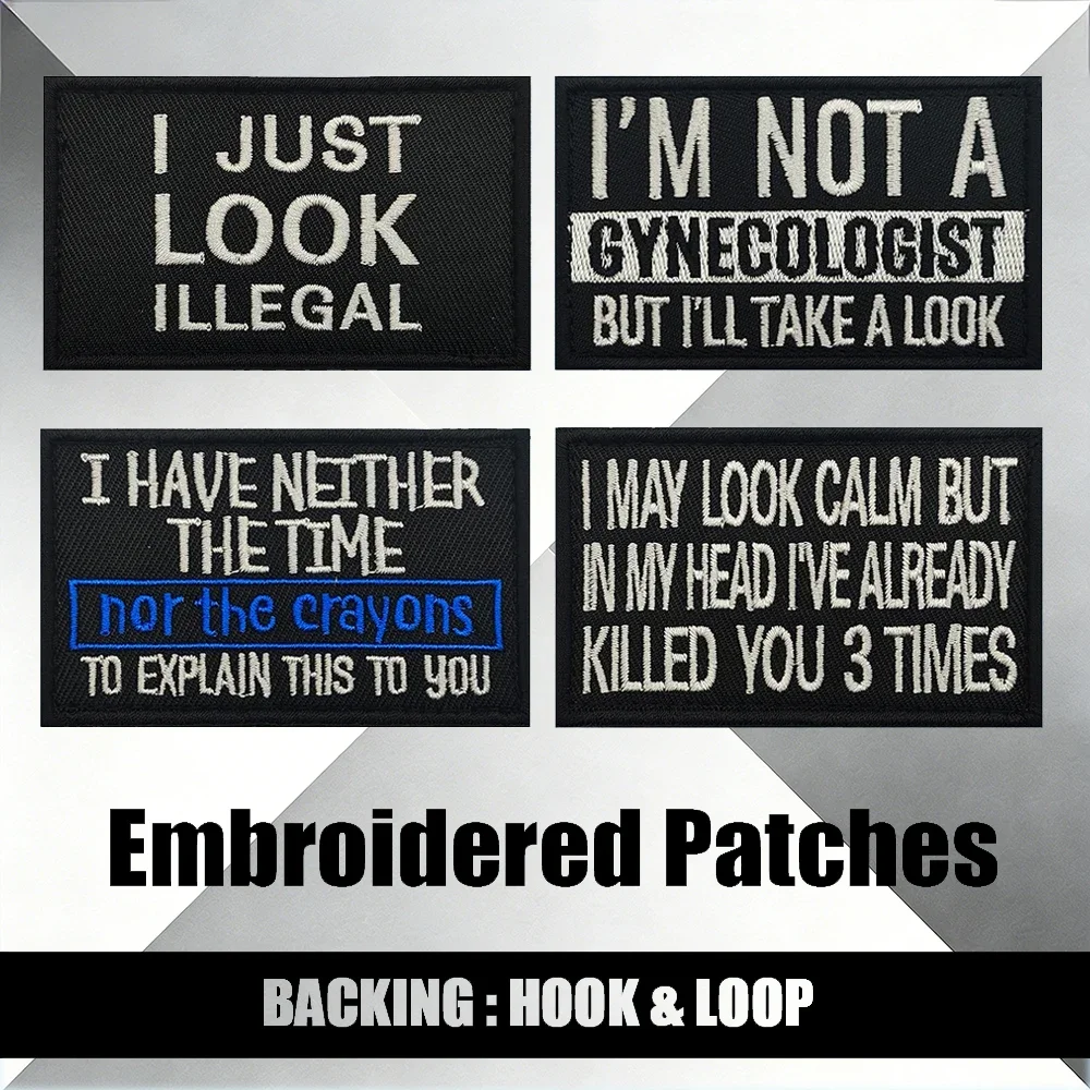 ILLEGAL Classic Statement Applique Embroidery Patch with Hook & Loop for Jacket Shoulder Fabric Accessories