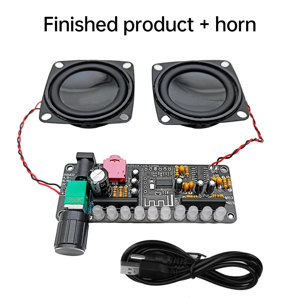 DC5V Pam8406 Speaker Amplifier Board Module Kit Dual Channel Stereo Sound Cord Bt Level Indicator Light Diy Loose Parts 5W