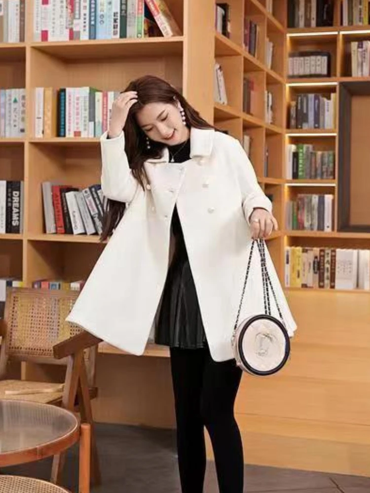 Manteau en Mélange pour Femme, Vêtement d'Extérieur Élégant, Streetwear, Mode Coréenne, Design Doux, Automne Hiver