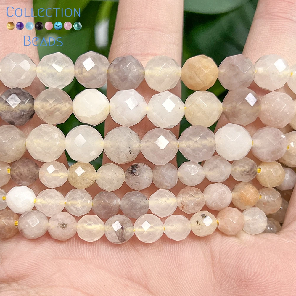 6-10mm Natural ‌Violet Chalcedony Faceted Round Loose Bead For Jewelry Making DIY Bracelets Necklace Accessories  7inches