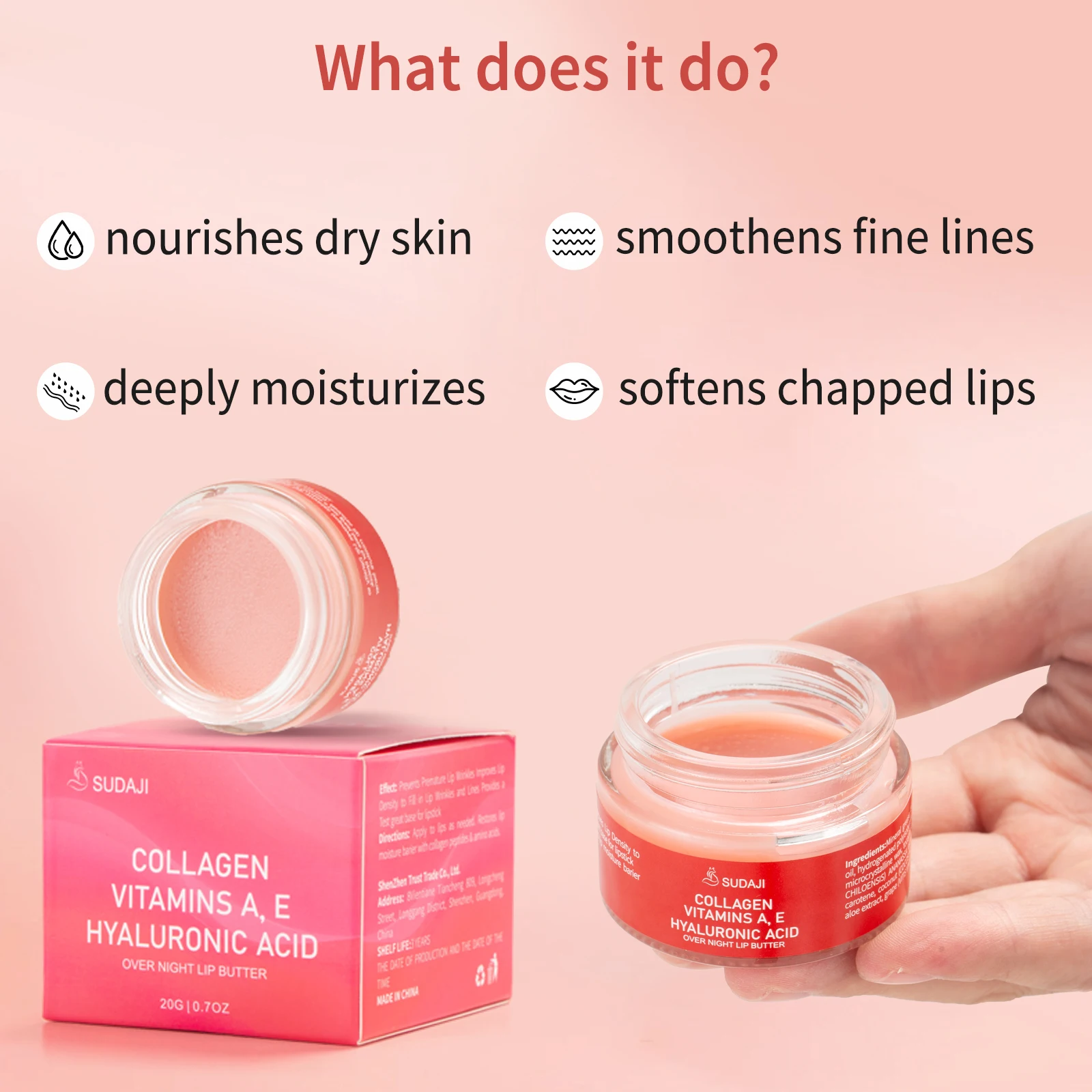 Collageen Vitaminen A,E Hyaluronzuur Over Night Lip Butter 20g