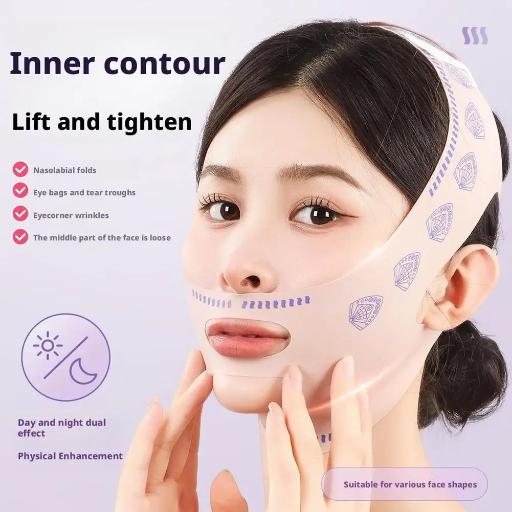 Vライン整形フェイスバンド、女性用リフトアップチークバンド、通気性のある睡眠用フェイスシェイパー、二重あご引き締めスリムストラップ