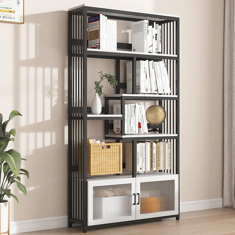

Bookshelf Floor-to-ceiling shelf Living room Multi-layer locker Integrated against the wall Wrought iron storage rack Lattice ca