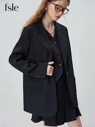 FSLE Simple Style Temperament Casual Suits Outer Set for Female 2023 New Autumn Popular Sense All-match Loose Suits Women