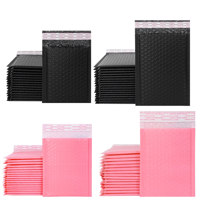 10 STKS Kleurrijke Roze Zwart Blauw Bubble Mailer Self-Seal Verpakking Zakelijke Benodigdheden Gewatteerde Schokbestendige Enveloppen Mailing Zakken