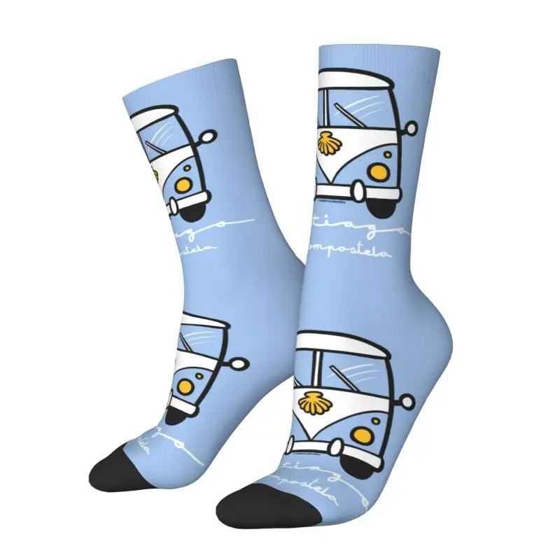Light Blue Dress Socks Mens Womens Warm Funny Novelty Crew Socks Harajuku Retro Style Breathable Non-slip Sports Socks