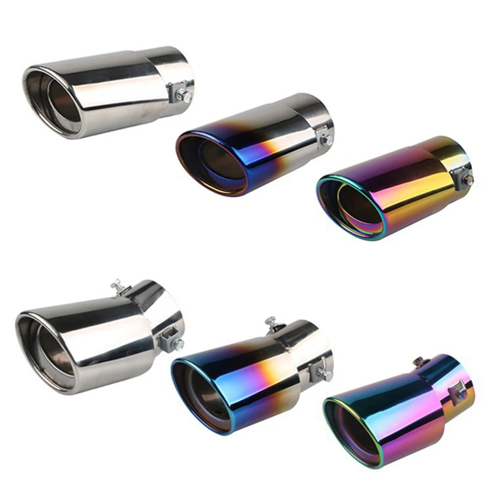 63mm Car Exhaust Muffler Tip Stainless Steel Tail Throat Tailpipe Exhaust Pipe Modification Supplies