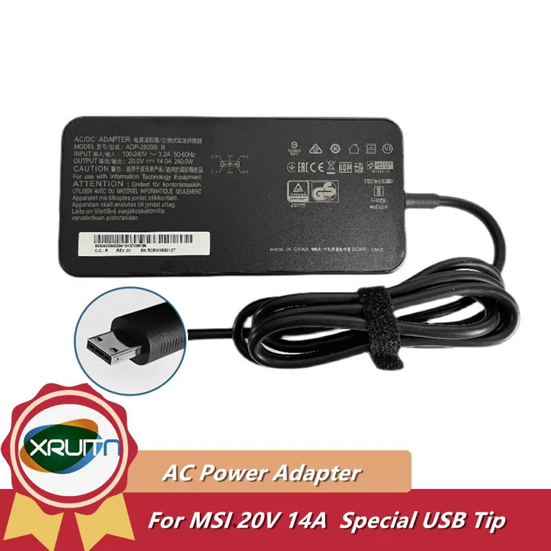 20V 14A 280W ADP-280BB B AC DC Adapter Charger For MSI GE66 GE76 GP76 GP66 Power Supply Special USB Tip