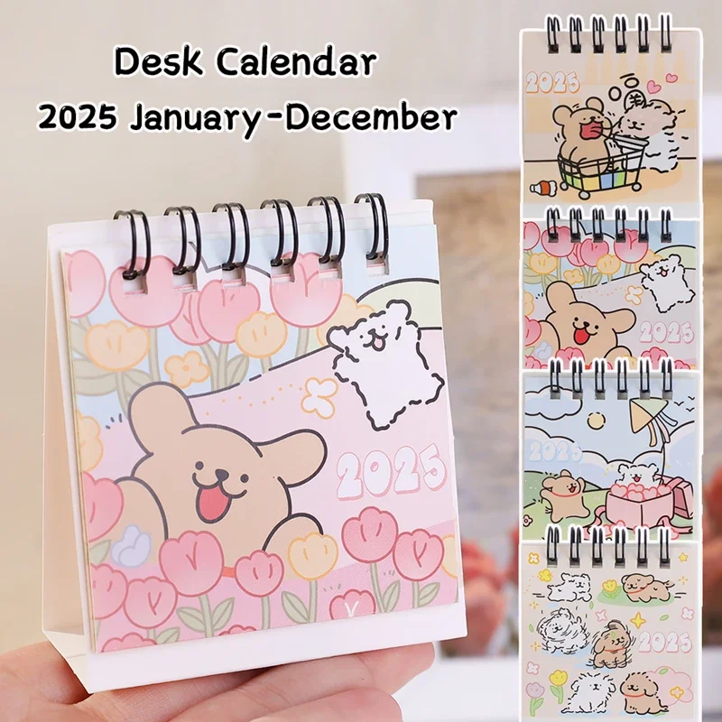 2025 Cute Cartoon Mini Desk Calendar Student to do List Calendar Planner Creative Desktop Decorative Ornaments Desk Calendar New