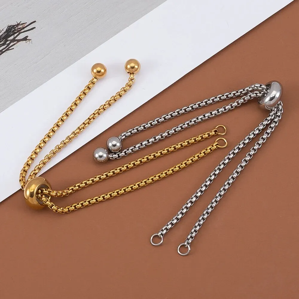 3pcs/Lot Stainless Steel Bracelet Chain Gold Color Adjustable Slider Chain Connector for Women DIY Jewelry Making Findings