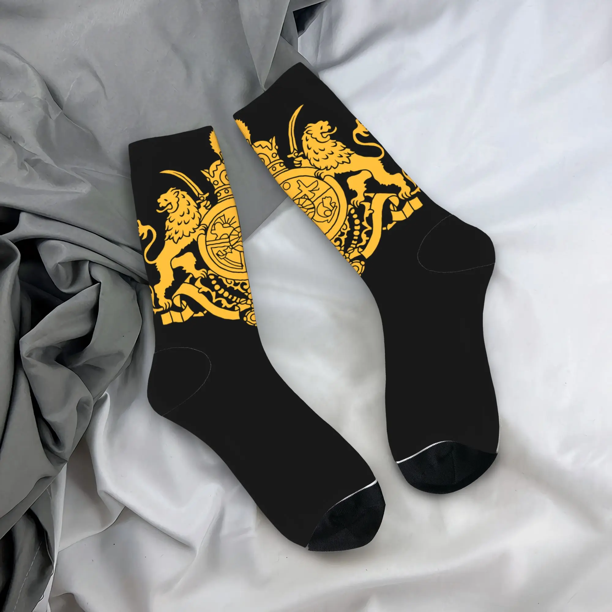 

Iranian Imperial Coat of Arms of Iran Socks Kawaii Stockings Men Soft Breathable Skateboard Socks Autumn Printed Non Skid Socks