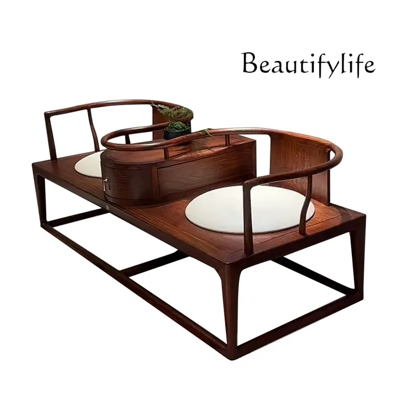 New Chinese Arhat bed Song Dynasty aesthetics Zen double one-piece chair living room bedroom solid wood chaise longue bed