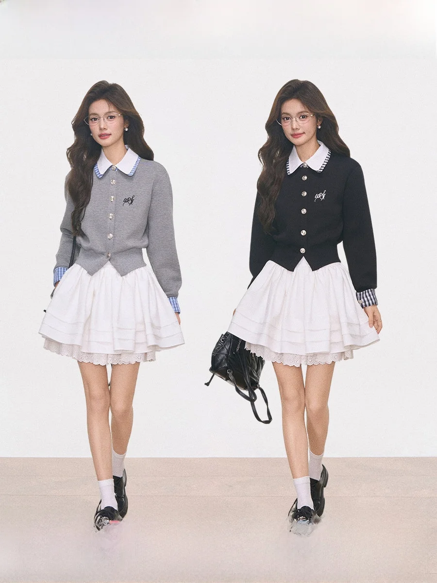 

Вязаный кардиган Westayone: женская верхняя одежда, повседневное пальто в стиле оверсайз, белое, с пышной юбкой, короткое, класса люкс