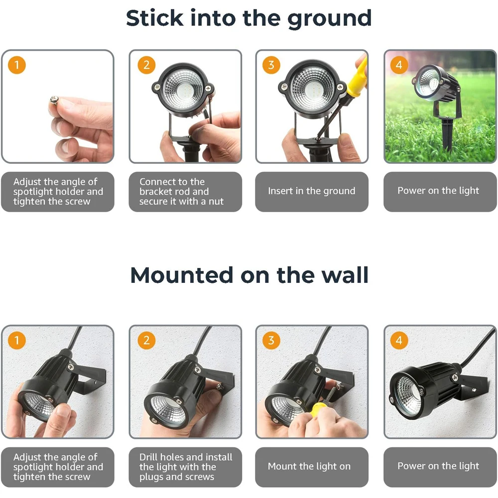 ไฟส่องสว่างภูมิทัศน์ RGBW 10W พร้อมรีโมท สปอตไลท์ 110V 220V กันน้ำ IP65 สำหรับสนามหญ้า ต้นไม้ สวน ไฟคริสต์มาสกลางแจ้ง