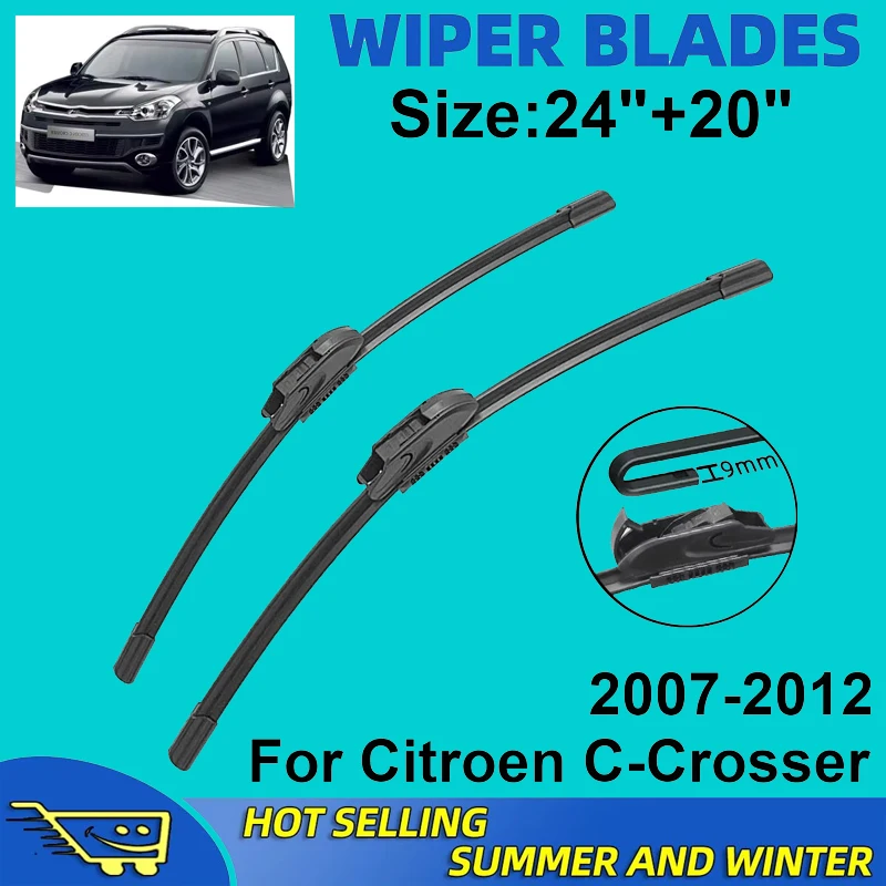 

2PCS Wiper Blades Set Kit For Citroen C-Crosser 2007-2012 Front Windshield Brushes Windscreen Window Accessories