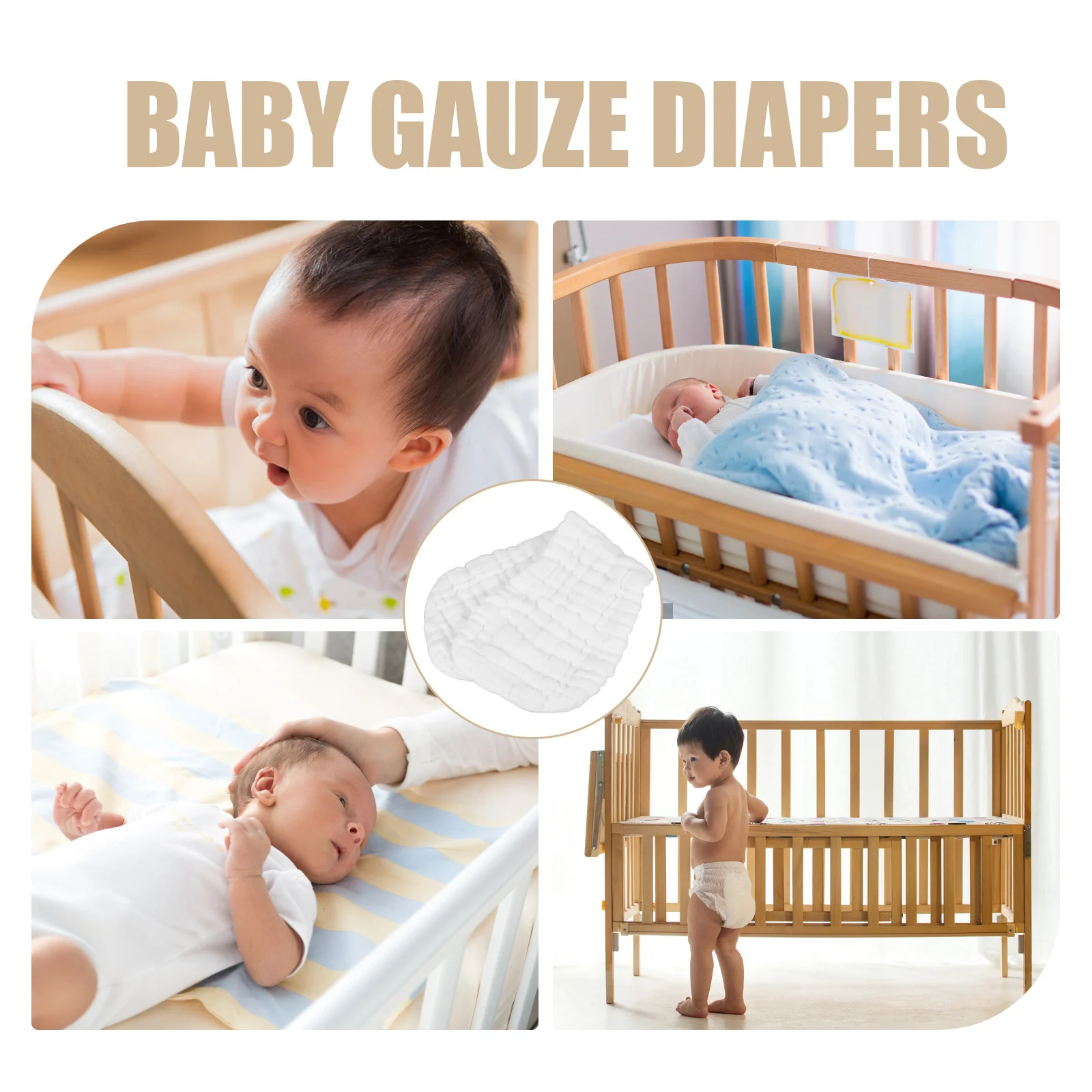 Pure Cotton Gauze Diapers Baby Newborn Reusable Washable Cloth Diaper Inserts Soft Absorbent For Sensitive Skin