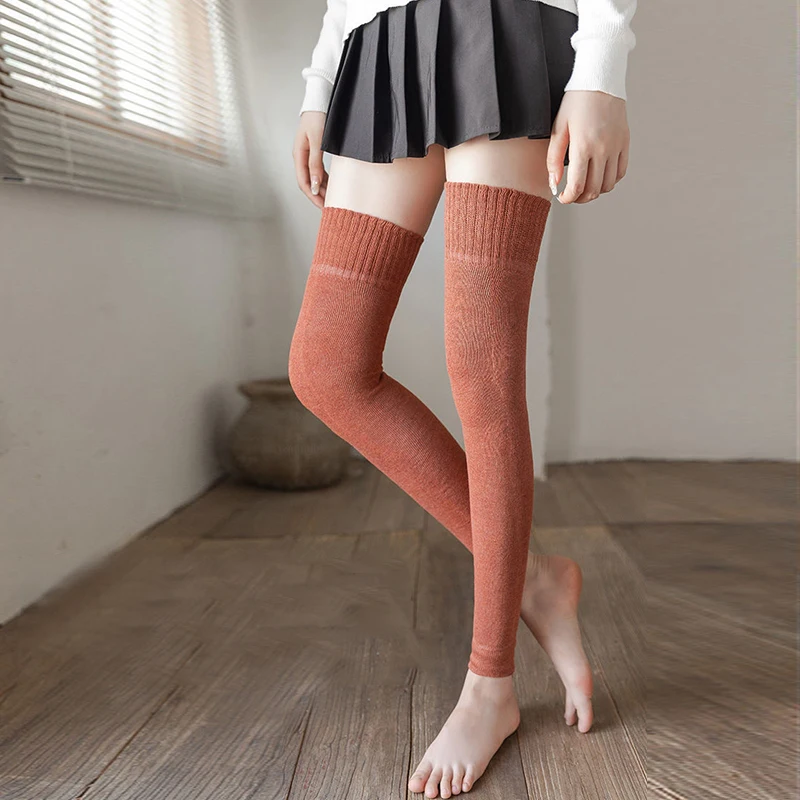 Winter Warm Leg Warmers Knitting Knee High Socks Leg Sleeves Women Boot Topper Sock Skinny Stockings Long Tube Over Knee Socks