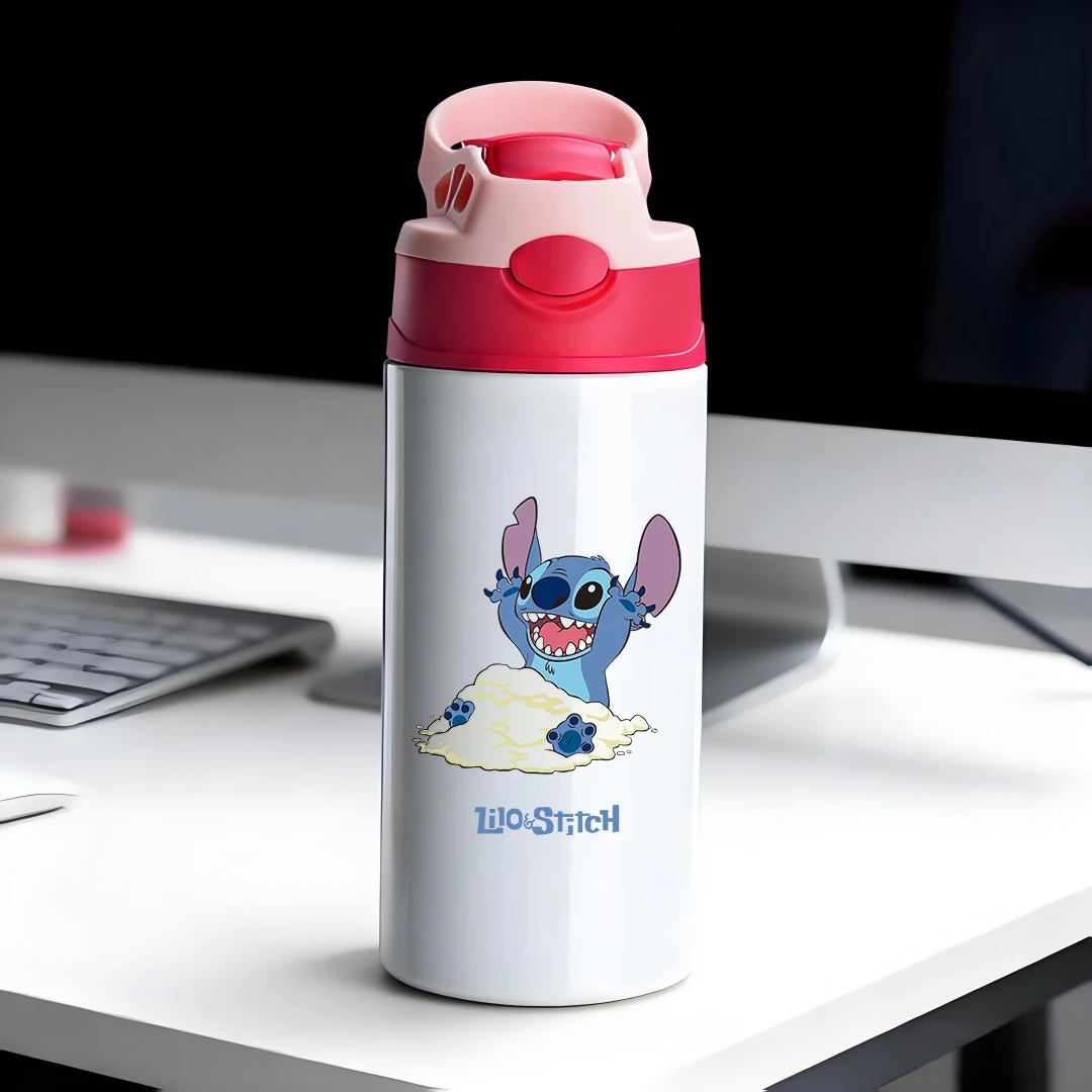 

Disney Mickey Mouse Insulated Cup with Stich Cartoon Pink and Blue Cute 304 Stainless Steel Straw Cup Childrens Water Bottle N