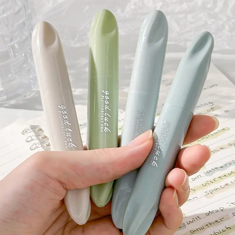 4Pcs/Box Creative Dual-Head Fluorescent Pen Student Colorful Eye Protection Marker DIY Notebook Journal Highlighters