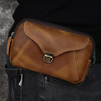 Luufan Vintage design Men's Waist Pack Crazy Horse Leather Hook Fanny Waist Belt Pouch Male Cigarette Case Phone Pouch Bum Bag