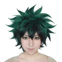 Anime Cosplay Deku peruki syntetyczne ciemnozielone włosy peruki dla My Boku no Hero Academia Midoriya Izuku peruka kostiumowa