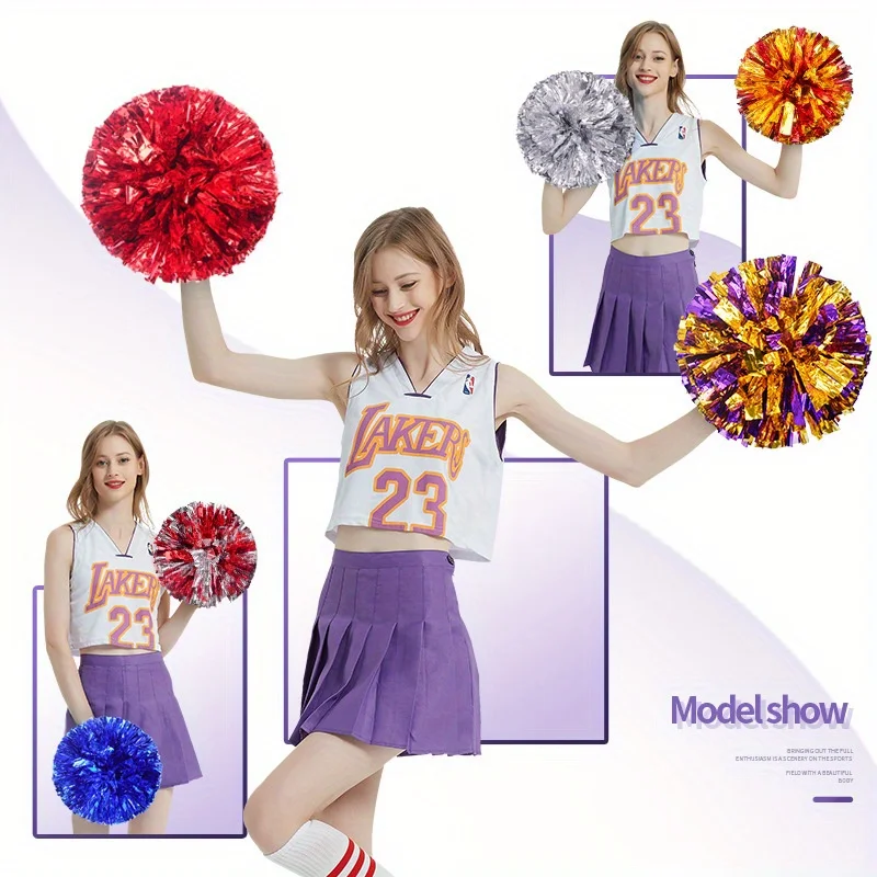 1/2/10 Stück Pompons im Griffdesign für Teamsport, Cheerleading, große Spiele, Vereine, Tanzrequisiten, Blumensträuße, Anfeuerungsartikel, Dekoration – Detail 2