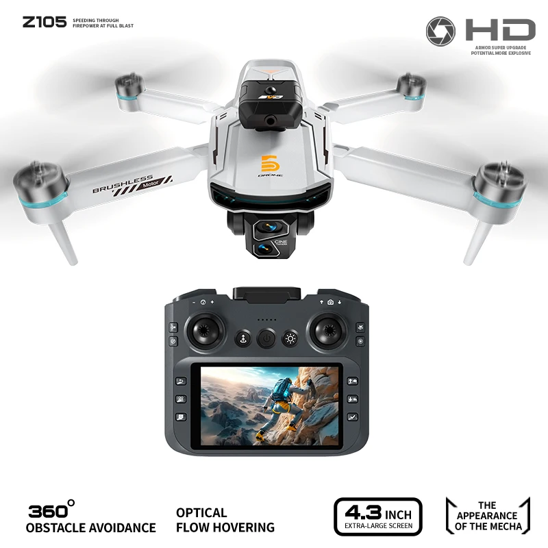 

Z105 Drone 4.3-inch screen 8K HD Camera Obstacle Avoidance Aerial Photography Brushless Motor Foldable Rc Quadcopter Kid Toy