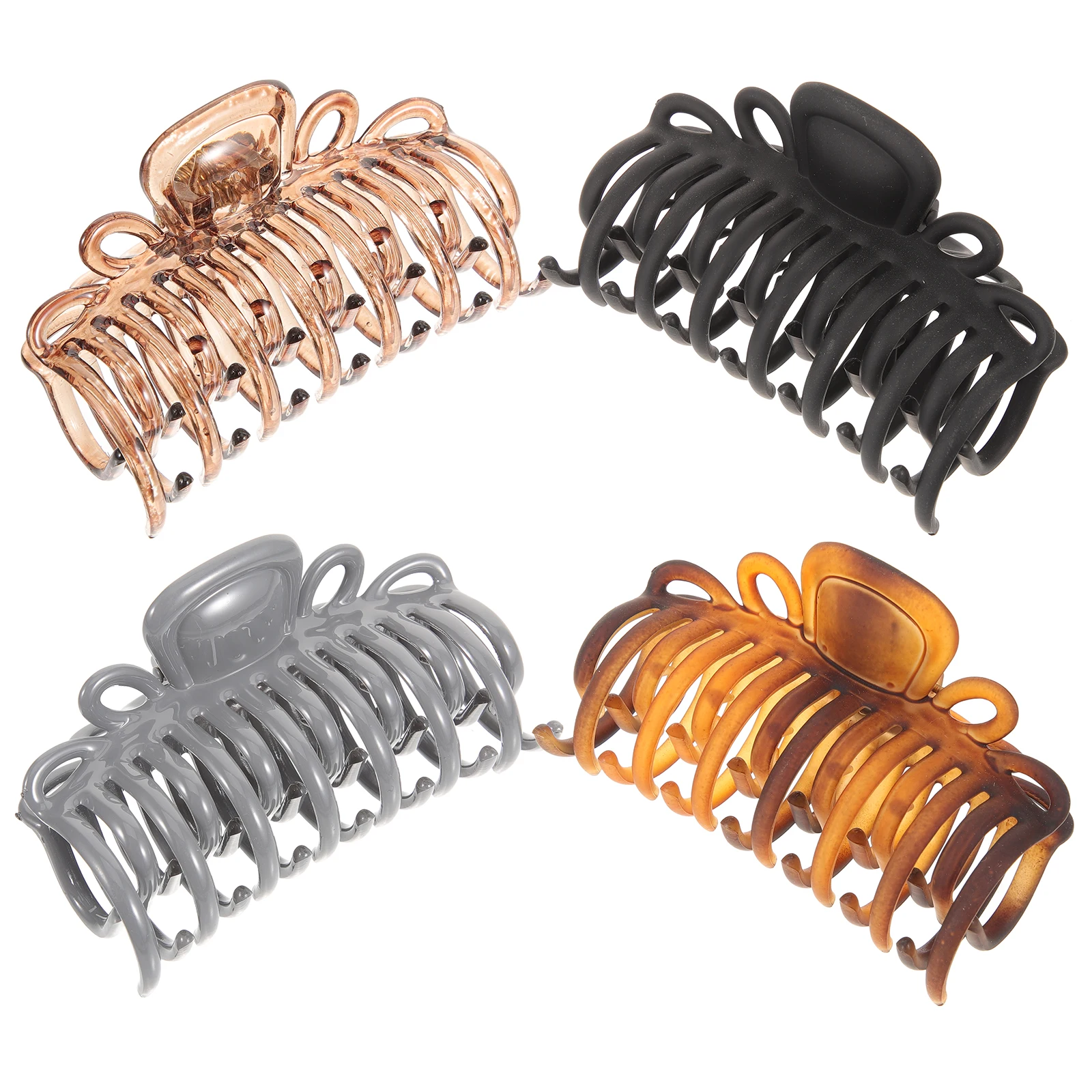 

4pcs Leopard Print Clips Large Plastic Snap Clips for Thick Thin Curly Durable Fashion Hair Accessories Claw Holders Ponytail