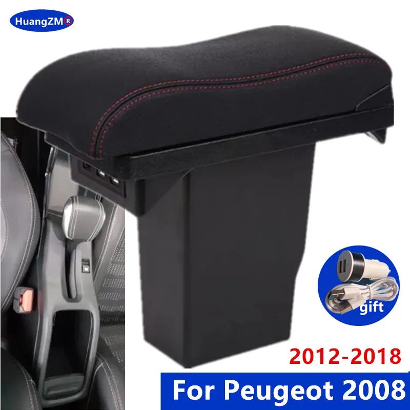 Voor Peugeot 2008 Armsteun doos 2012-2018 Auto Opbergdoos Met USB Opladen Auto Retrofit Onderdelen Interieur Details Auto accessoires