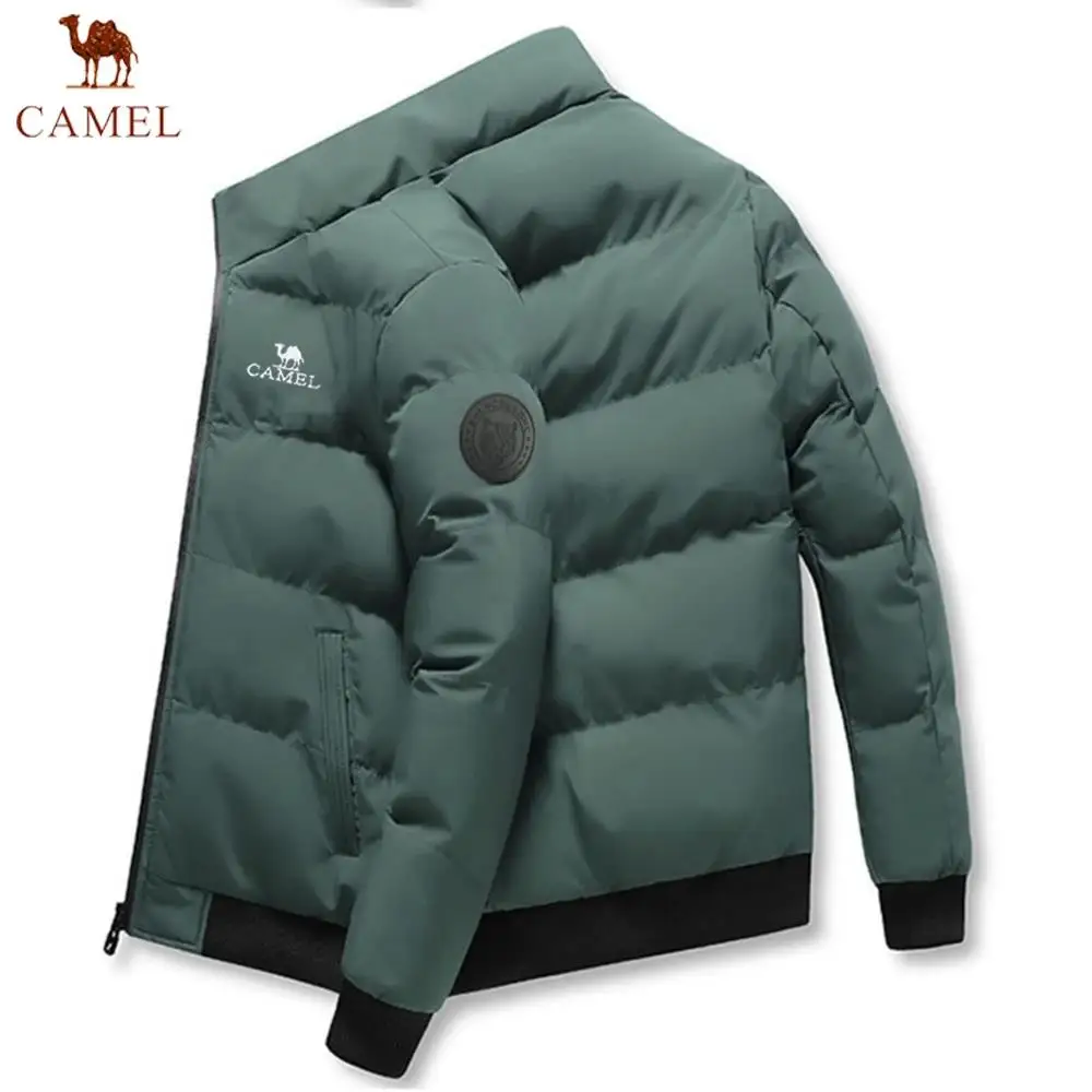 2024 Autumn and winter men's fashionable stand up collar warm cotton jacket outdoor windproof high-quality zipper