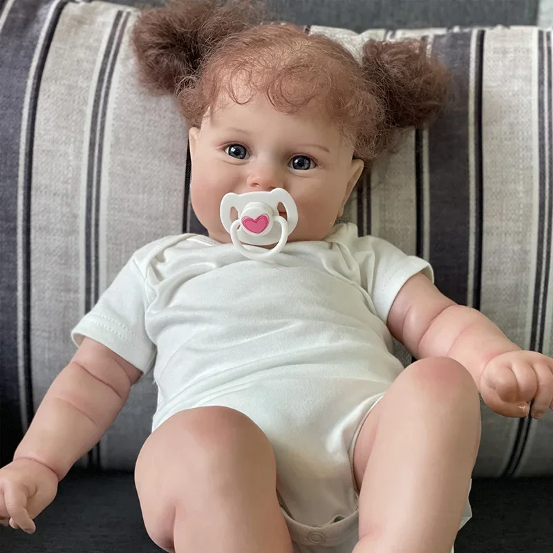 

50CM/60CM Huge Baby Size Reborn Doll Maddie Girl With Blonde Long Curly Hair 3D Skin Multiple Layers Painting with Visible Veins