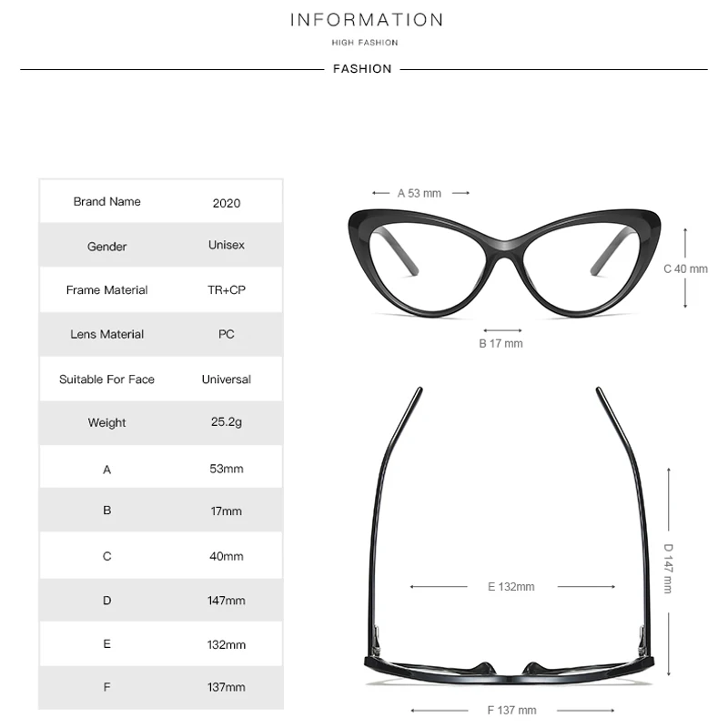 KIZN Occhiali per miopia da donna Montatura di alta qualità TR90 Cat Eye Anti luce blu Occhiali da vista personalizzati da -0,50 A -10