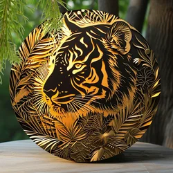 1pc Round Aluminum Metal Sign, Creative Tiger Pattern Metal Sign, Decor Wall Decoration home decoration accessories  vintage