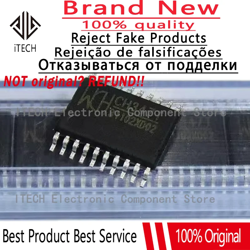 10pcs/lot Original CH347 CH347T TSSOP20 USB To Serial Port Isolation Protection Chipset 100% New and Genuine