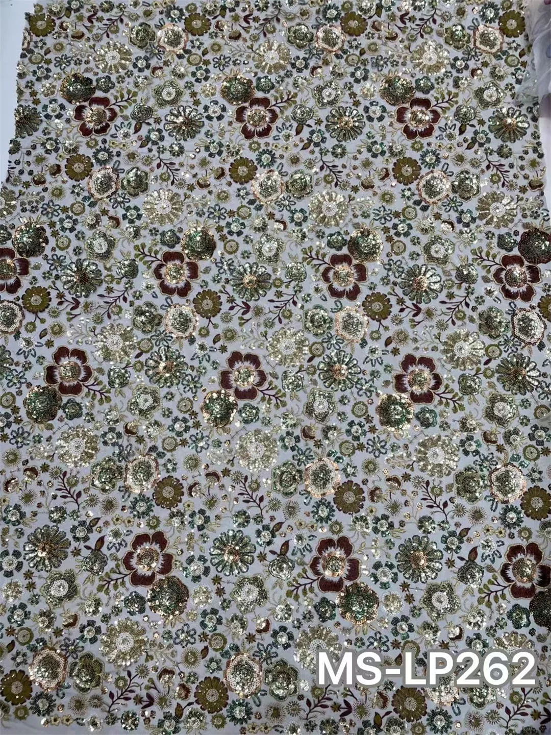 Exquisite Luxury High-end New Fashion Design Fabric Handmade Embroidery Net Lace Sequins For Women's Wedding Party Dresses