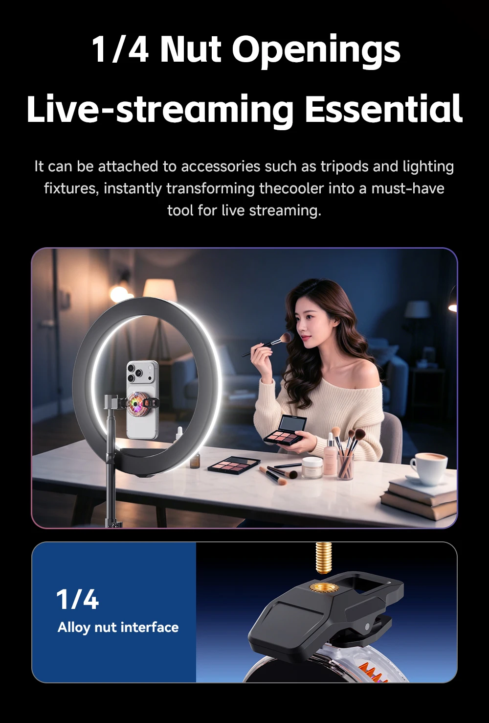 Essager Magnetischer Rückenclip 2-in-1 Telefonkühler Rückenclip Smart Digital Display RGB-Licht Geräuschloser Kühlventilator für iPhone Live – Detail 15