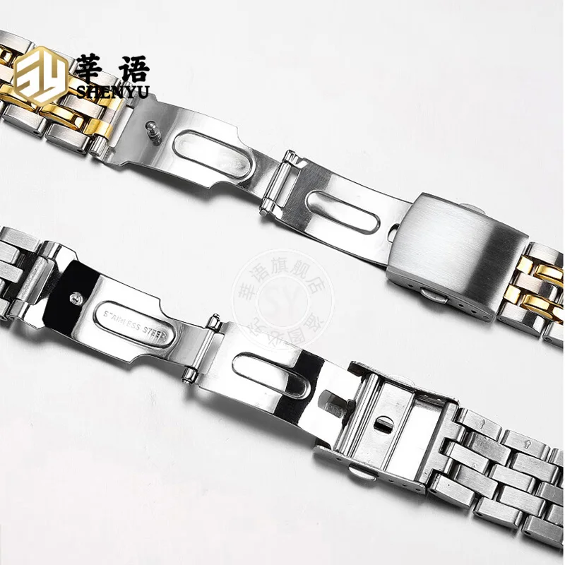 Shenyu Curved End Stainless Steel Watch Band For Titoni Cosmo Series 777 787 Replacement strap Bracelet Accessories 19mm 20mm