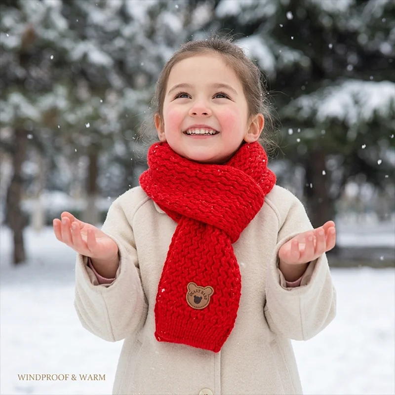 Winter Soft Warm Fleece Scarf Toddler Scarf Windproof Neck Warmer Thick Winter Scarf Unisex Kids Boys Girls Christmas Gift