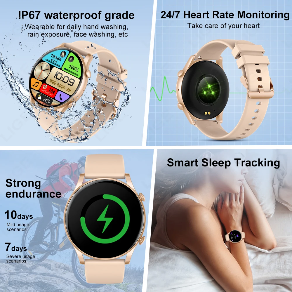 LIGE Smart Watch AMOLED HD Screen Smart Watches Women Android iOS Bluetooth Call Fitness Smartwatch Sport Smartbracelet for Men