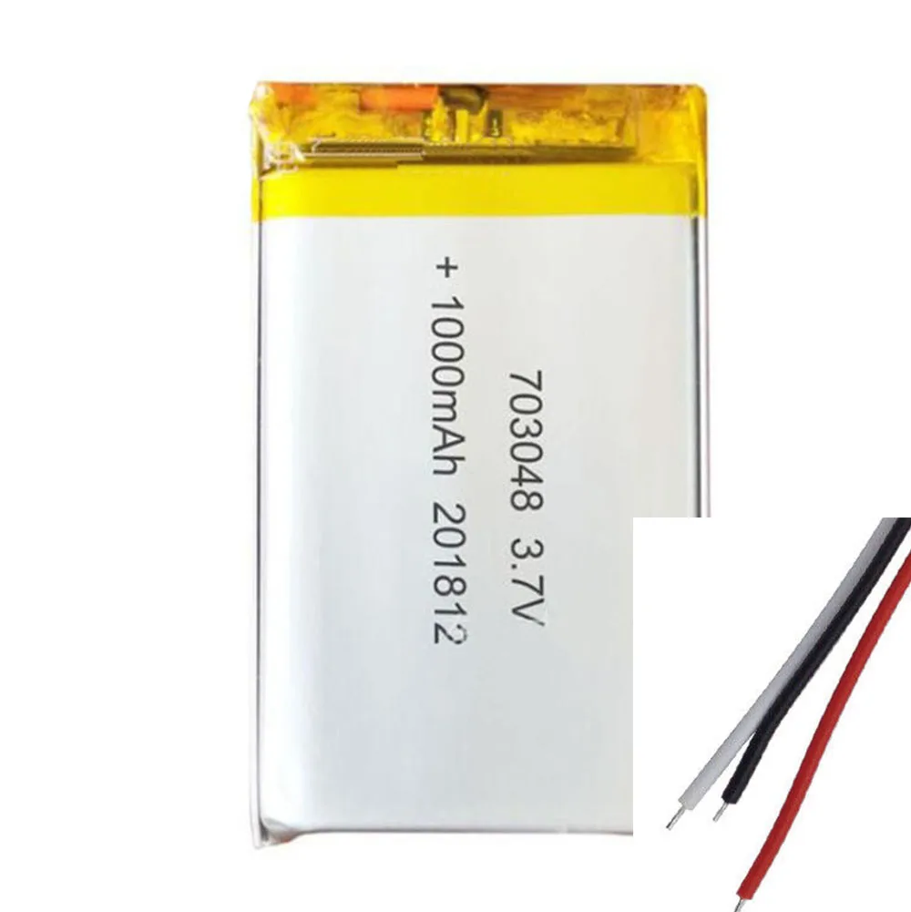 Rechargeable 3.7V 1100Mah 703048 JST 3Pin Li-Polymer Li Ion Battery For Charging Camera Power Bank Mobile Power Smart Watch