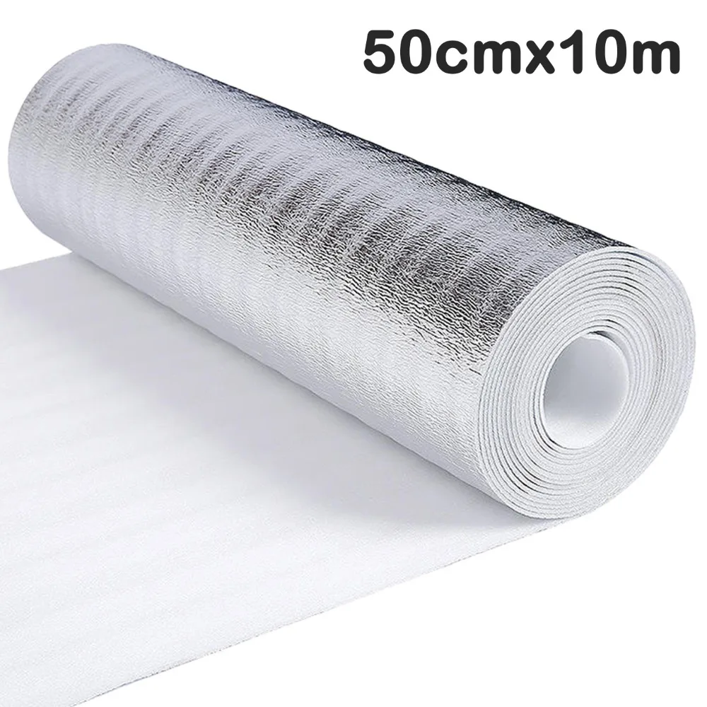 5m/10m Wall Insulation Film Waterproof Sunscreen Radiator Reflective Film Aluminum Foil Thickened Wall Shade Protector Pad