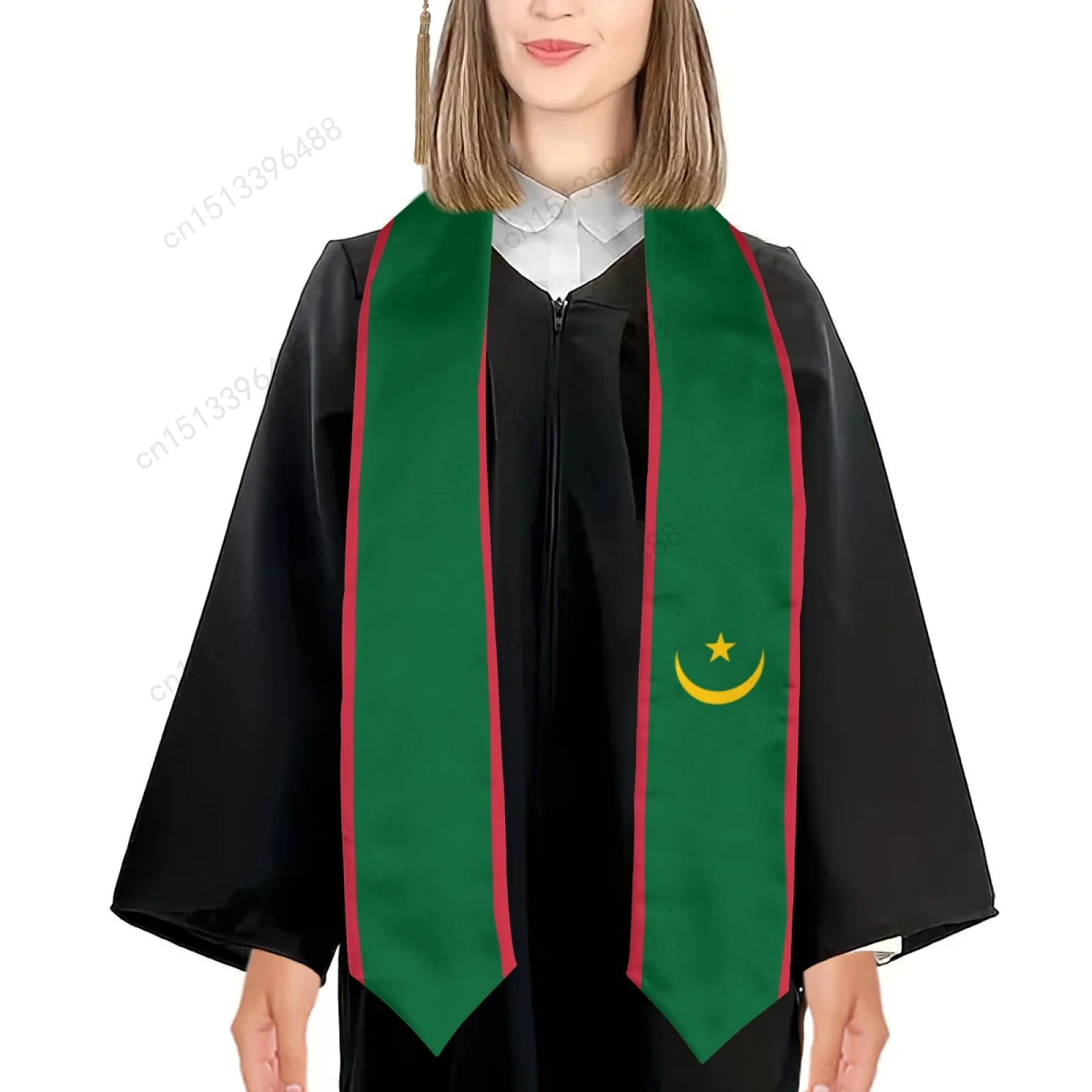 2025 Mauritania Flag Graduation Stole Shawl Sash Honor For Study Aboard International Students