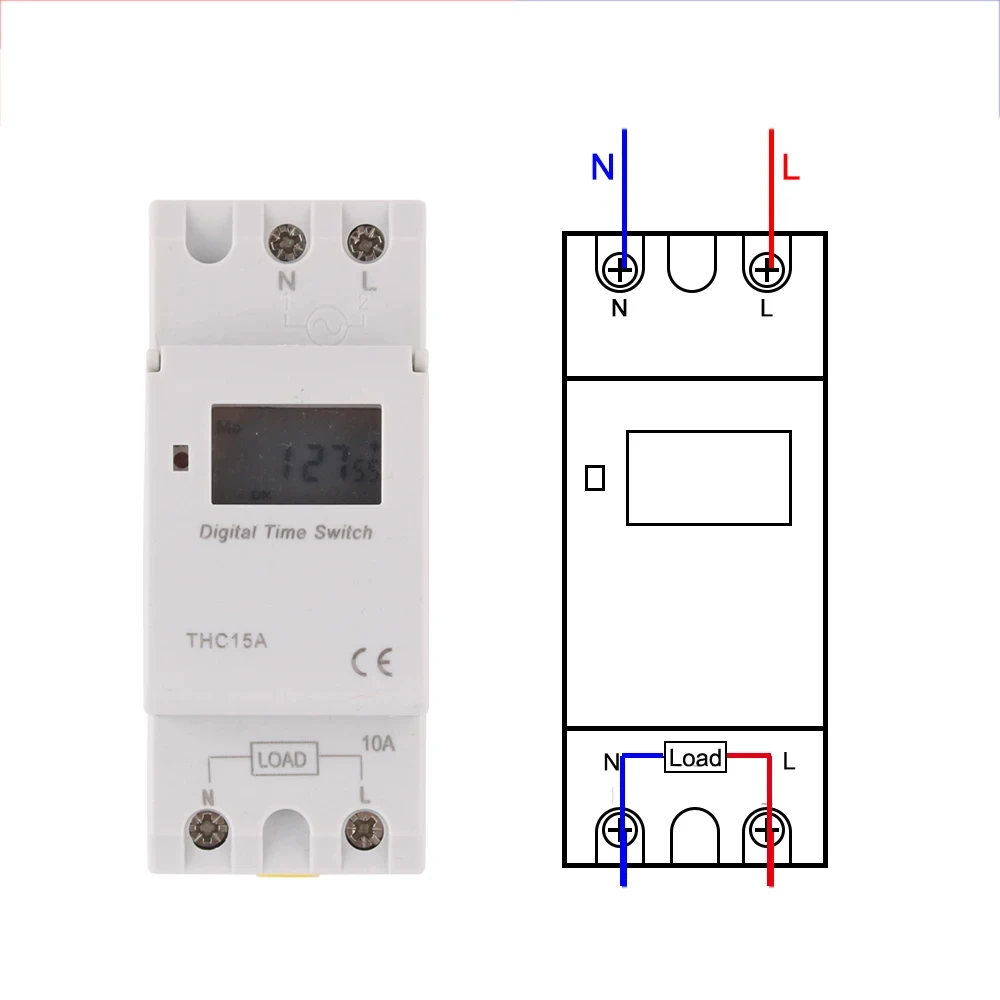 1pc Electronic Weekly 7 Days Programmable Digital Timer Switch Relay Control 220V 230V 8A 10A 16A Din Rail THC15A