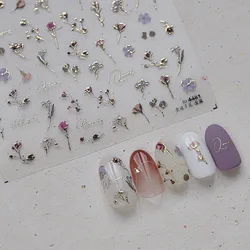 1pcs Retro Bronzing Rose Nail Art Stickers 5D Gold Flower Self Adhesive Stickers For Nails DIY Trendy Nails Decorations Decals
