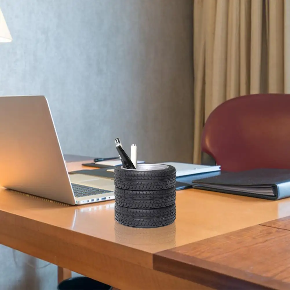 อุปกรณ์สํานักงานที่สมจริงยางรถผู้ถือปากกาเนื้อละเอียดสําหรับโต๊ะองค์กร Office Decor ทนทานเครื่องเขียนสําหรับเด็ก