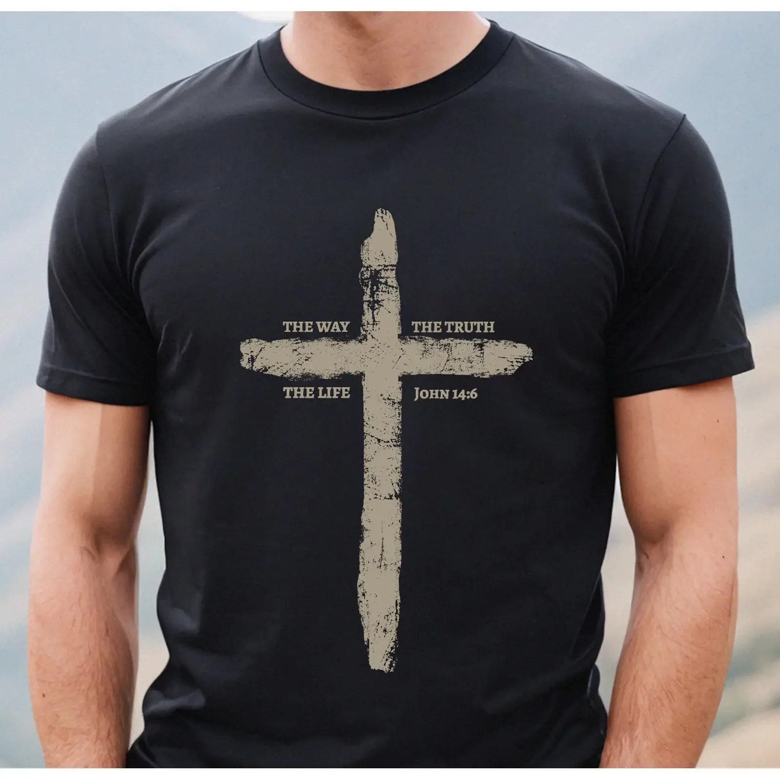 Mens Christian Cross T Shirt The Way Truth Life vintage Washed Stretched designer clothes homme Breathable Versatile streetwear