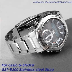 Quick release 24x16m For Casio G-SHOCK GST-B200 strap gstb200 stainless steel watchband Folding buckle metal Men's band bracelet